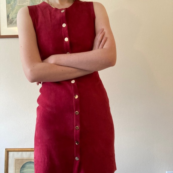 Maje red suede dress - Picture 1 of 4